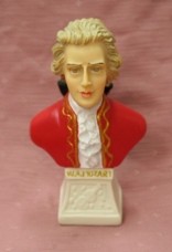 Mozart bust resin painted