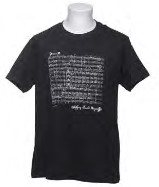 T-SHIRT Mozarts Menuetto Noten  Schwarz Groesse: SMALL --  XXLARGE